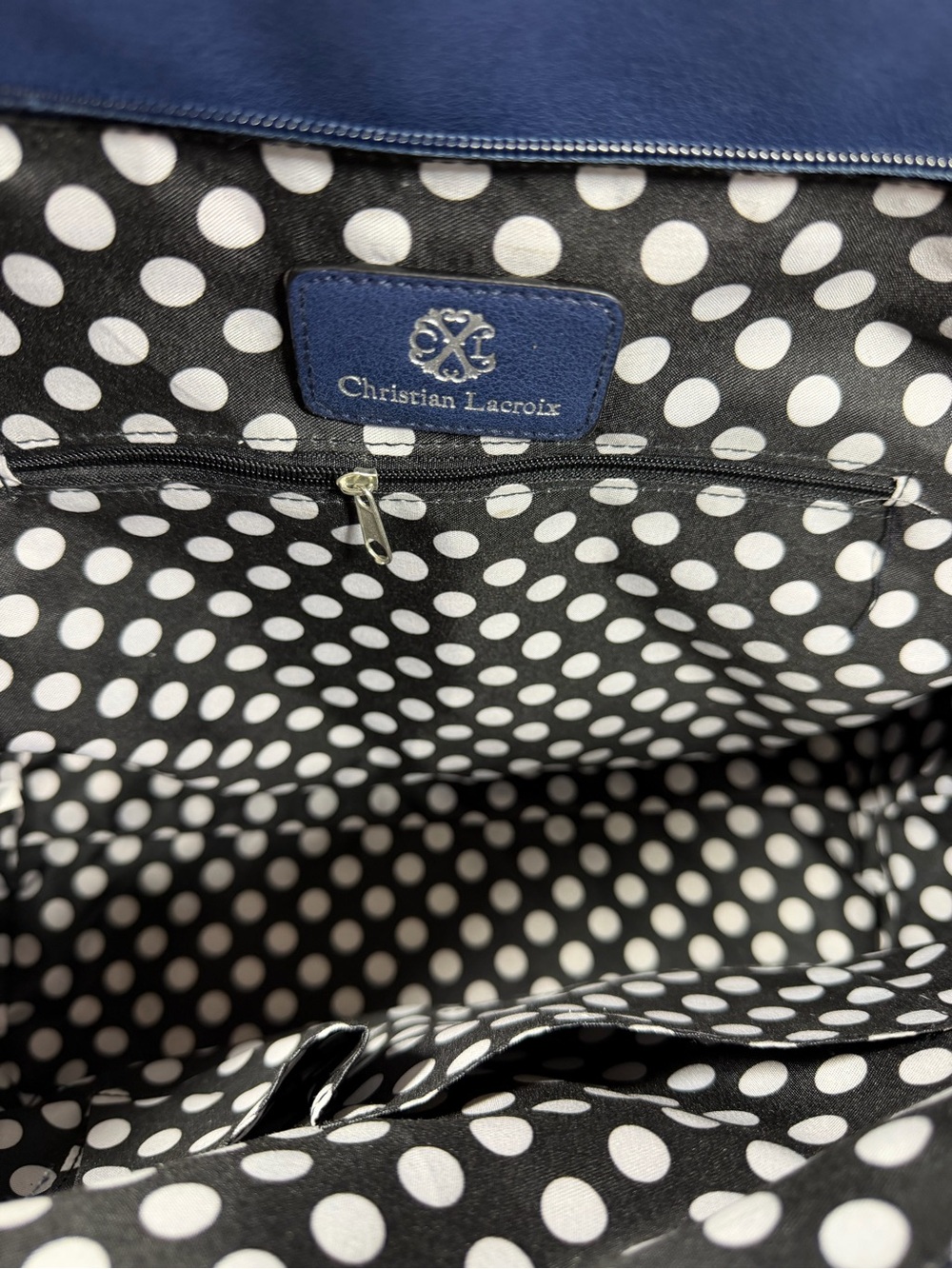 Christian Lacroix Blue Leather Tote with Logo Tag - Picture 3 of 10